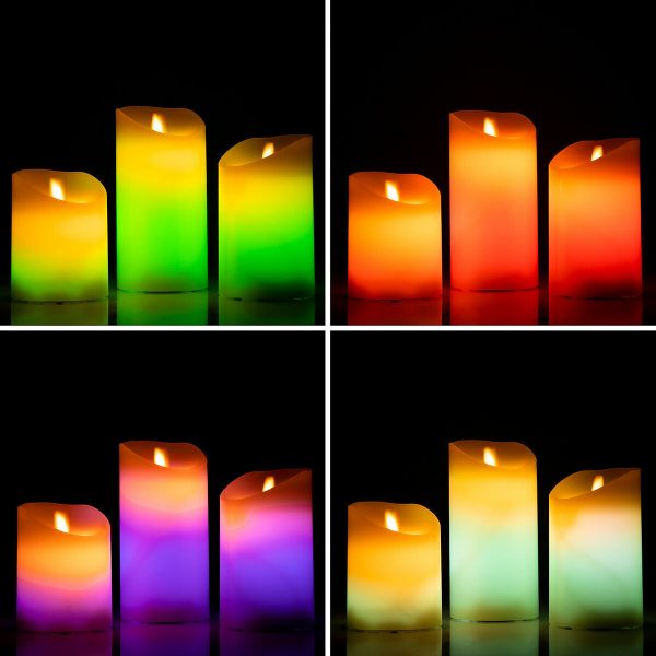 Multicolour Flame-Effect LED Candles with Remote Control Lendles InnovaGoods 3 Units White (Refurbished B) Online Hot Sale