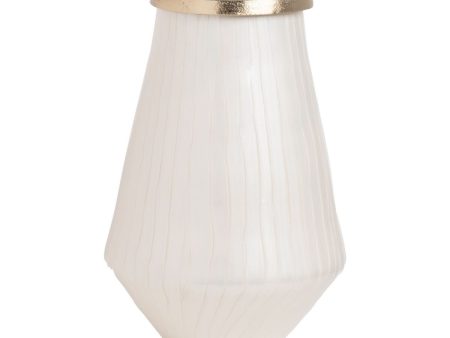 Vase White Golden Aluminium Crystal 25 x 25 x 39 cm Online Hot Sale