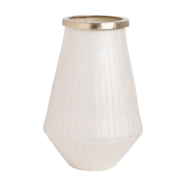 Vase White Golden Aluminium Crystal 25 x 25 x 39 cm Online Hot Sale