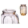 LED Lantern Stripes Grey Golden Glass (13,5 x 22 x 13,5 cm) Online now