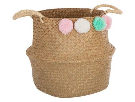 Multi-purpose basket Atmosphera Children s wicker Pompoms (34 x 28 x 34 cm) Hot on Sale