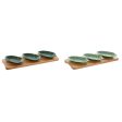 Appetizer Set Home ESPRIT Green Dark green Bamboo Porcelain Tropical 4 Pieces 28,4 x 10,5 x 3 cm (2 Units) For Discount