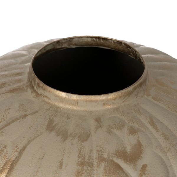 Vase Beige Golden Iron 25 x 25 x 33 cm For Sale