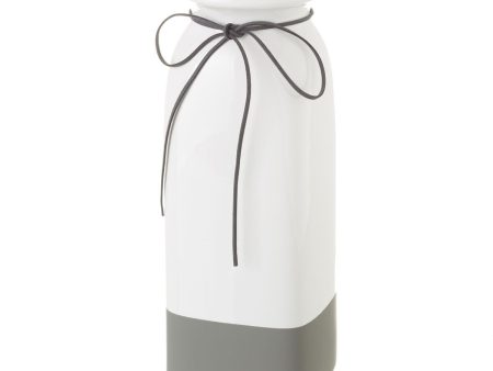 Vase White Grey Ceramic 11 x 11 x 30,5 cm Cheap