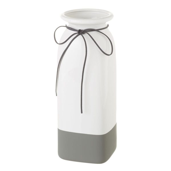 Vase White Grey Ceramic 11 x 11 x 30,5 cm Cheap