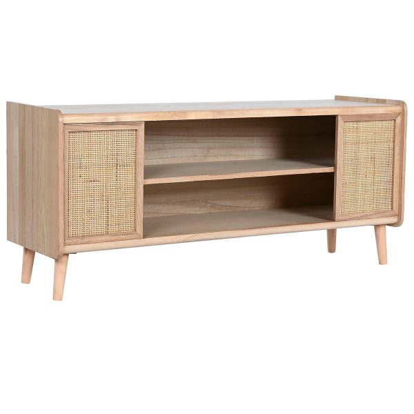 TV furniture Home ESPRIT Natural Rattan Paolownia wood 120 x 35 x 54 cm For Cheap