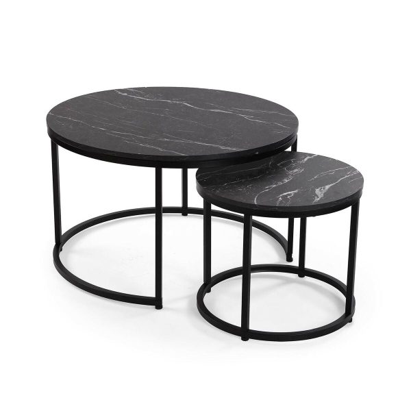 Set of 2 tables Versa Aurea 48 x 48 x 42 cm 80 x 80 x 48 cm on Sale