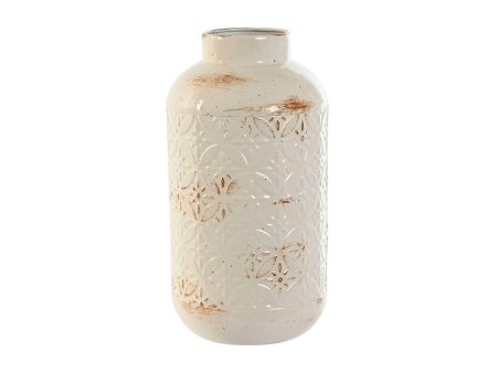 Vase Home ESPRIT White Metal 15 x 15 x 28 cm For Cheap