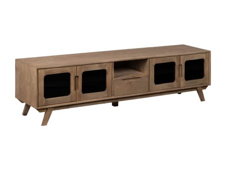 TV furniture BURNIE Black Natural 180 x 40,5 x 48 cm Cheap