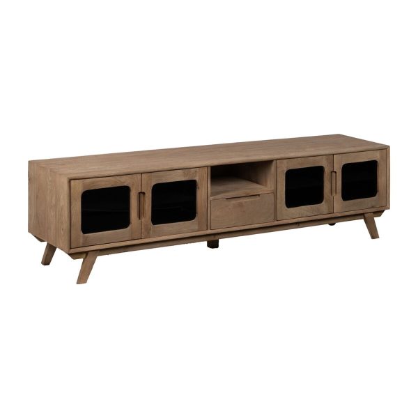 TV furniture BURNIE Black Natural 180 x 40,5 x 48 cm Cheap