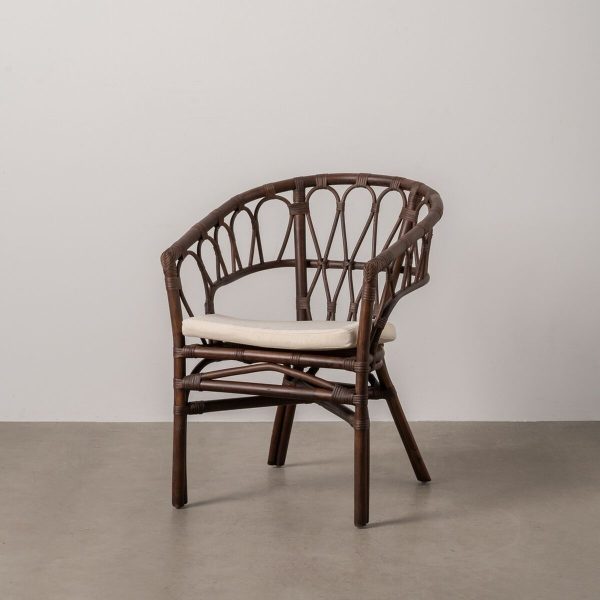 Dining Chair White Brown Rattan 58 x 59 x 78 cm Hot on Sale