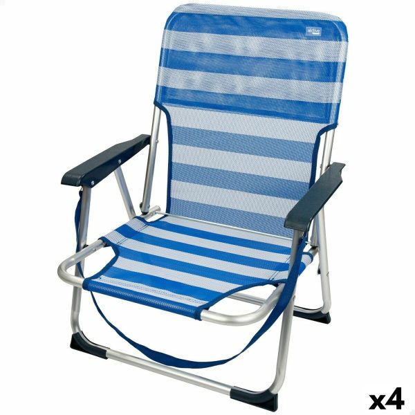 Beach Chair Aktive Foldable Blue 44 x 72 x 35 cm (4 Units) For Discount