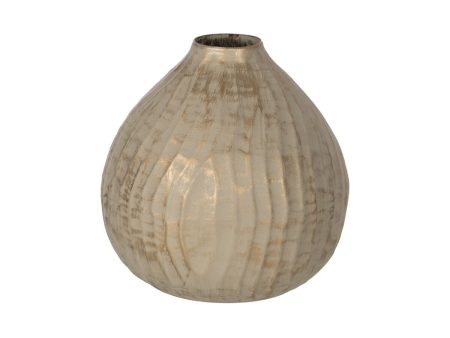 Vase Beige Golden Iron 25 x 25 x 25 cm For Sale