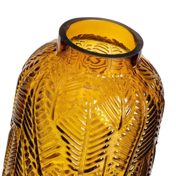 Vase Amber Glass 15 x 15 x 20 cm Fashion