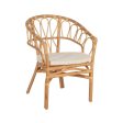 Dining Chair White Natural Rattan 58 x 59 x 78 cm For Discount