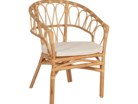 Dining Chair White Natural Rattan 58 x 59 x 78 cm For Discount