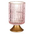 LED Lantern Stripes Pink Golden Glass (10,7 x 18 x 10,7 cm) Online Hot Sale