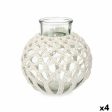 Vase White Cloth Glass 25 x 26,5 x 25 cm (4 Units) Macrame Cheap