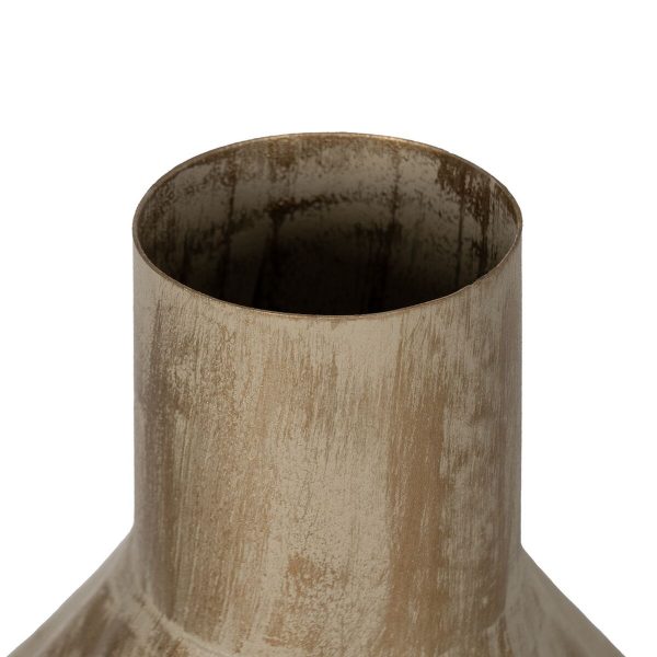 Vase Beige Golden Iron 23 x 23 x 52 cm For Sale