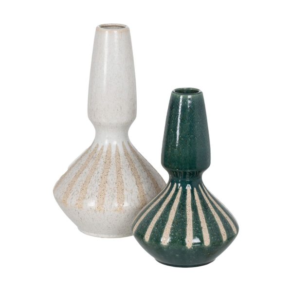 Vase White Green Ceramic 19,3 x 19,3 x 31,2 cm Cheap