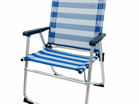 Beach Chair Aktive Blue White 48 x 88 x 50 cm Aluminium Foldable (4 Units) For Discount