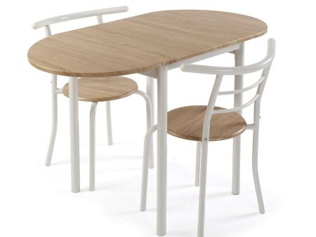 Table set with 2 chairs Versa White 55 x 77 x 61 cm Metal PVC MDF Wood For Sale