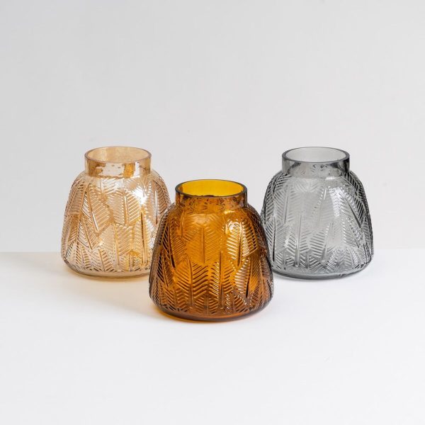 Vase Amber Glass 15 x 15 x 15 cm Online Hot Sale