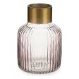 Vase Stripes Pink Golden Glass (14,5 x 22 x 14,5 cm) Online Hot Sale