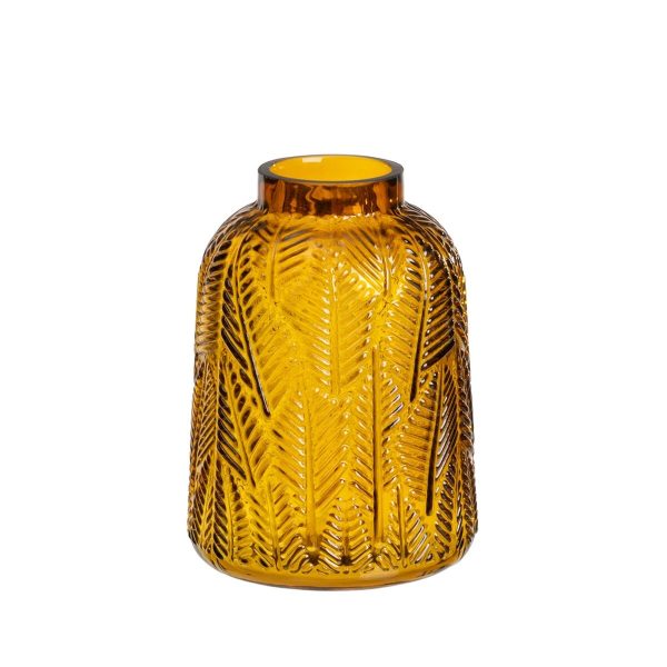 Vase Amber Glass 15 x 15 x 20 cm Fashion