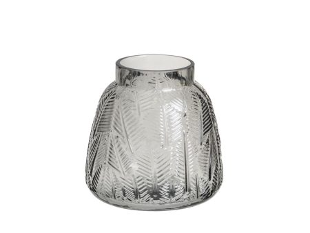 Vase Grey Glass 15 x 15 x 15 cm Online Hot Sale