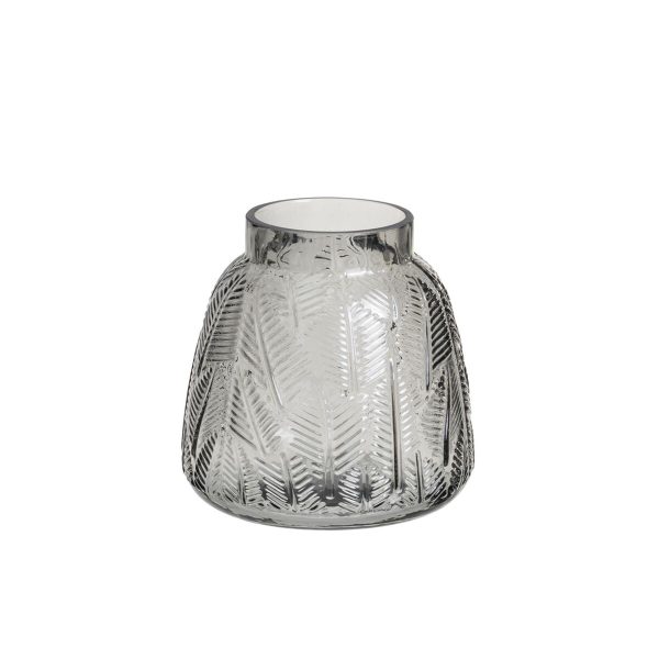 Vase Grey Glass 15 x 15 x 15 cm Online Hot Sale