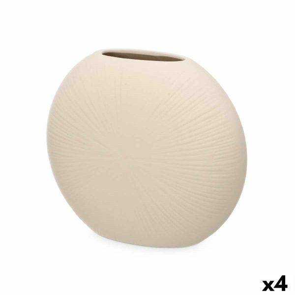 Vase Beige Ceramic 29 x 26 x 11 cm (4 Units) Circular Cheap