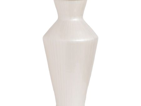 Vase White Golden Aluminium Crystal 28 x 28 x 57 cm Supply