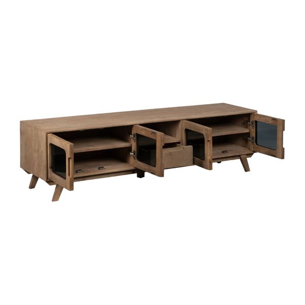 TV furniture BURNIE Black Natural 180 x 40,5 x 48 cm Cheap