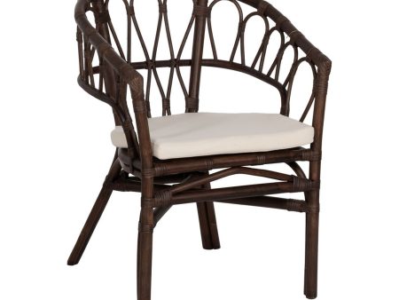 Dining Chair White Brown Rattan 58 x 59 x 78 cm Hot on Sale