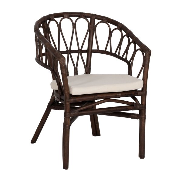 Dining Chair White Brown Rattan 58 x 59 x 78 cm Hot on Sale