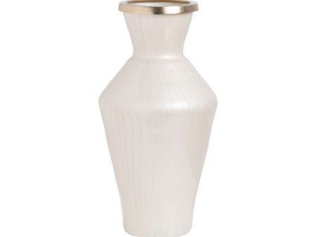 Vase White Golden Aluminium Crystal 25 x 25 x 48 cm Cheap