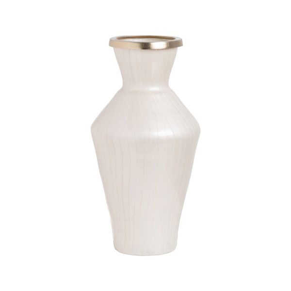 Vase White Golden Aluminium Crystal 25 x 25 x 48 cm Cheap