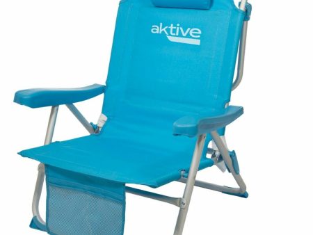 Folding Chair with Headrest Aktive 49 x 80 x 58 cm Blue (2 Units) Fashion