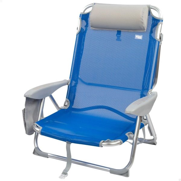 Folding Chair with Headrest Aktive Gomera Blue 51 x 76 x 45 cm (2 Units) Discount