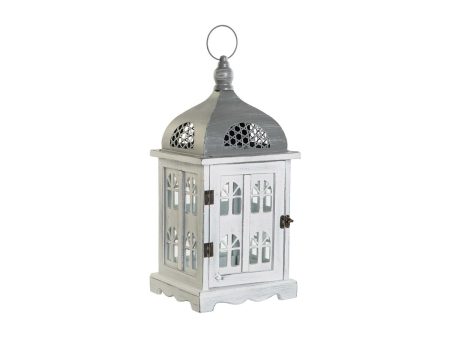 Lantern DKD Home Decor Aged finish White Grey Wood Crystal 19 x 19 x 42 cm For Discount