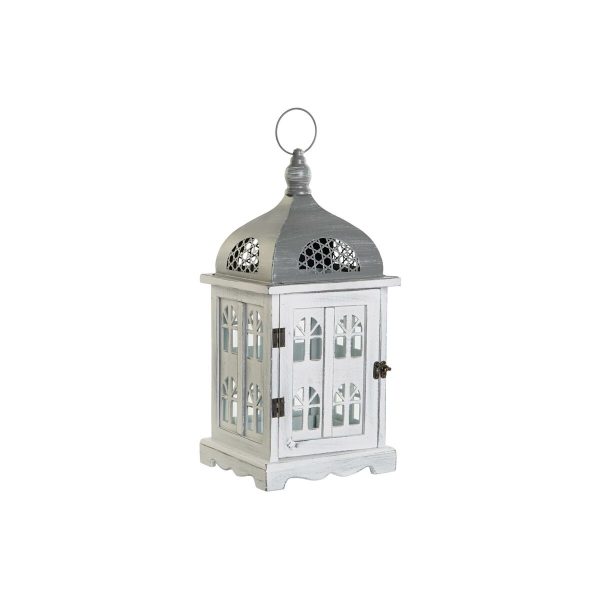 Lantern DKD Home Decor Aged finish White Grey Wood Crystal 19 x 19 x 42 cm For Discount