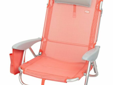 Folding Chair with Headrest Aktive Flamingo Coral 51 x 76 x 45 cm (2 Units) Supply