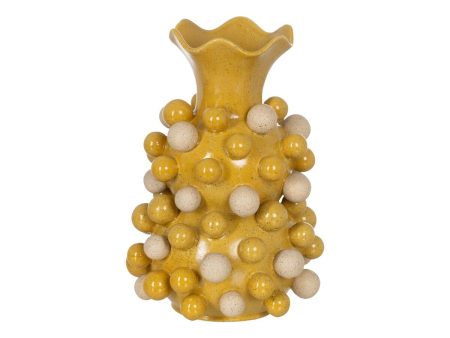 Vase Yellow White Ceramic 28,3 x 28,3 x 39,7 cm Online