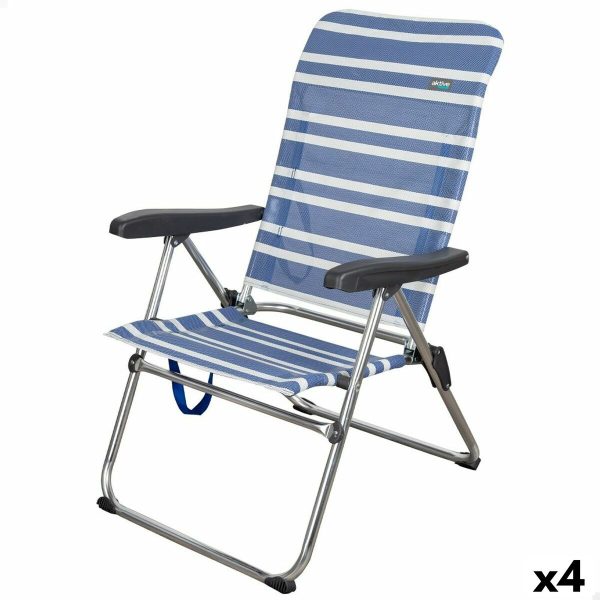 Beach Chair Aktive Mykonos Blue 47 x 93 x 63 cm (4 Units) on Sale