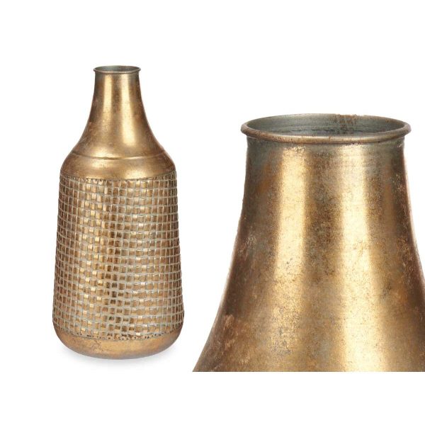 Vase Golden Metal 21 x 44 x 21 cm (4 Units) With relief For Discount