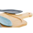 Appetizer Set Home ESPRIT Blue Green Navy Blue Bamboo Porcelain Mediterranean Fish 36 x 18 x 1,3 cm 5 Pieces Supply