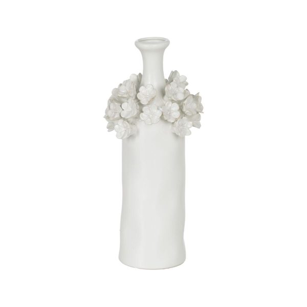 Vase White Ceramic 14 x 14 x 36 cm Fashion