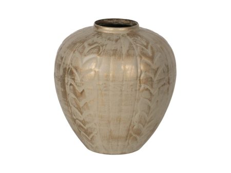 Vase Beige Golden Iron 25 x 25 x 33 cm For Sale