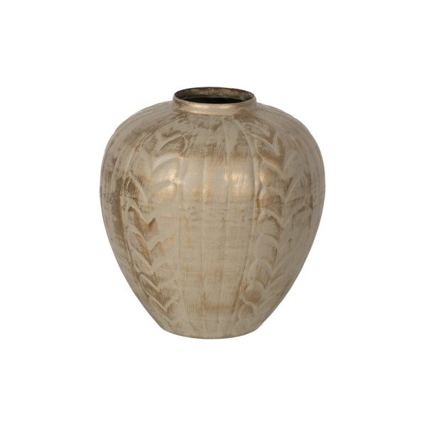 Vase Beige Golden Iron 25 x 25 x 33 cm For Sale